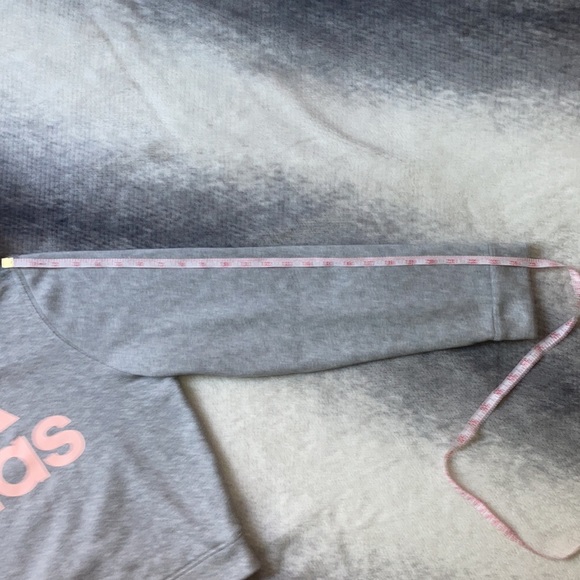 Adidas Gray & Pink Crop Top Hooded Sweatshirt Sz Youth XL - Picture 8 of 8